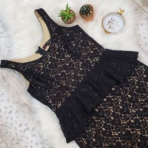 HeartSoul Black & Nude Peplum Dress Size M GUC